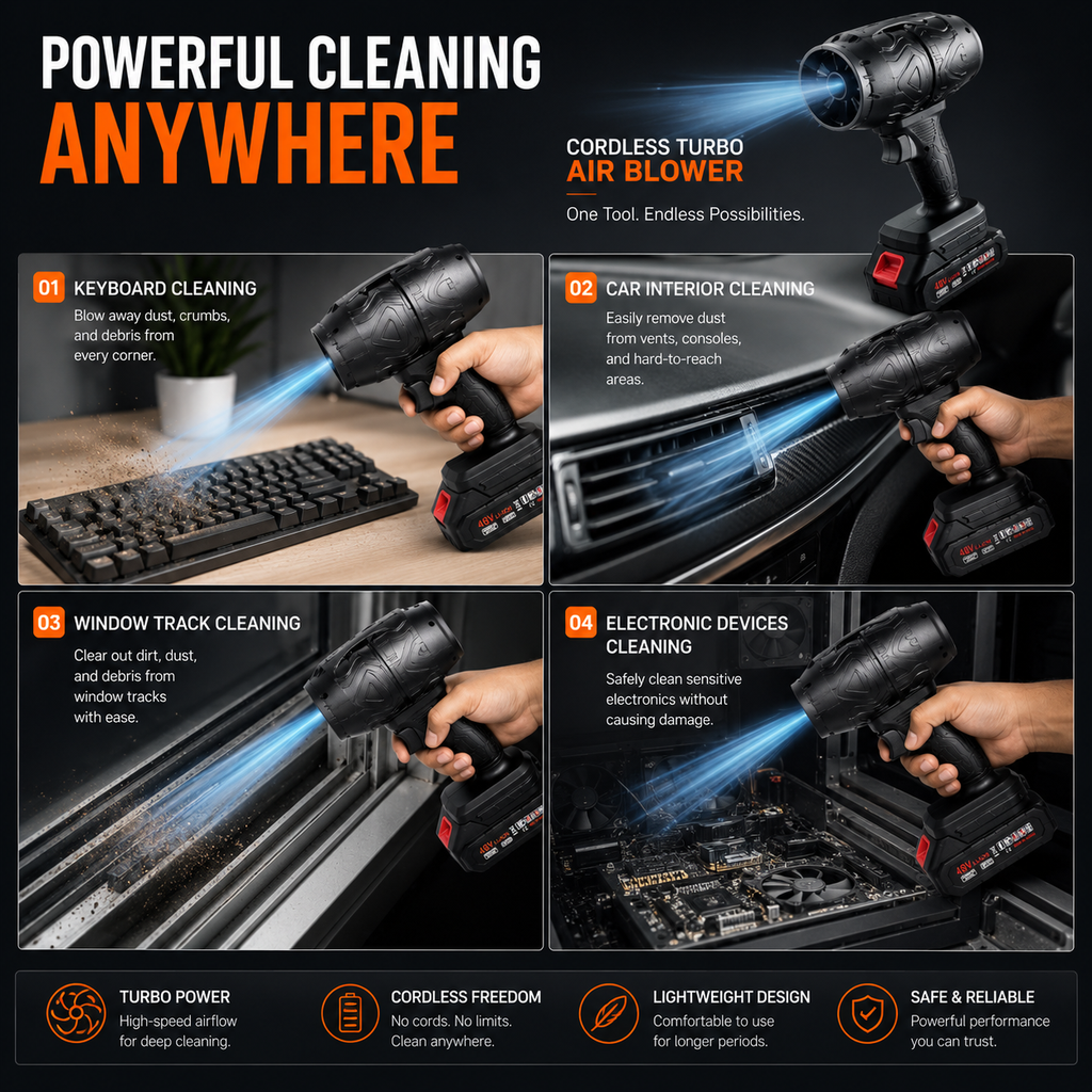 Cordless Turbo Air Blower – Powerful Portable Cleaning Tool